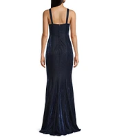 B. Darlin Sweetheart Neck Sleeveless Slit Long Dress