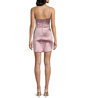B. Darlin Sweetheart Neck Spaghetti Strap Front Slit Dress