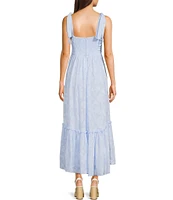 B. Darlin Sweetheart Neck Tie Shoulder Shirred Bustier Ruffle Hem Dress