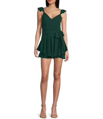 B. Darlin V-Neck Ruffle Strap Chiffon Romper