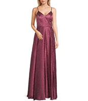 B. Darlin V-Neck Side Slit Satin Gown