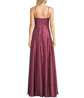 B. Darlin V-Neck Side Slit Satin Gown