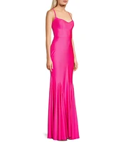 B. Darlin V-Neck Wide Strap Back Lace-Up Dress