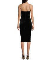 B. Darlin Velvet Pearl Strap Bodycon Midi Dress