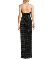 B. Darlin Velvet Rhinestone V-Neck Halter Dress