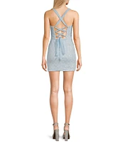 B. Darlin Wide Strap Scoop Neck Lace Up Back Dress