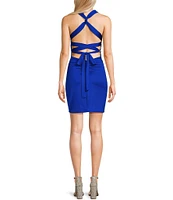 B. Darlin Wide Tank V-Neck Criss Cross Lace-Up Back Strap Bodycon Dress