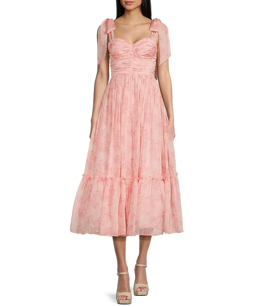 B. Darlin Wide Tie Strap Floral Printed Midi Dress