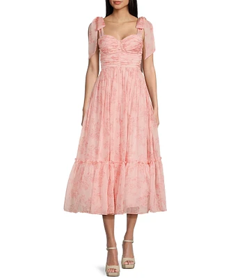 B. Darlin Wide Tie Strap Floral Printed Midi Dress