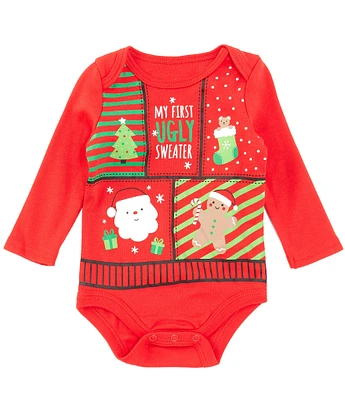 Baby Starters Baby 3-9 Months Long Sleeve My First Ugly Sweater Bodysuit