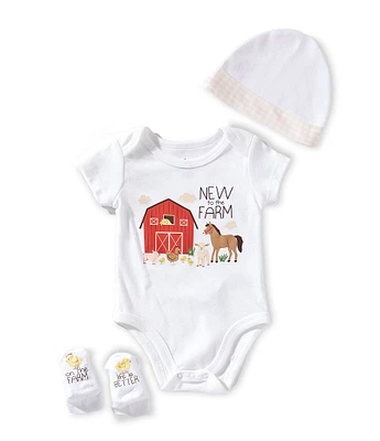 Baby Starters Baby 3-9 Months New To The Farm Bodysuit, Hat & Socks 3-Piece Set