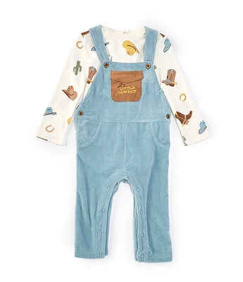 Baby Starters Baby Boys 12-24 Months Corduroy Overalls & Long Sleeve Western Ranch-Printed Knit Bodysuit Set