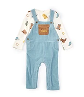 Baby Starters Baby Boys 12-24 Months Corduroy Overalls & Long Sleeve Western Ranch-Printed Knit Bodysuit Set