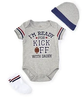 Baby Starters Baby Boys 3-12 Months Short Sleeve I'm Ready For Kick Off Bodysuit