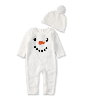 Baby Starters Baby Boys 3-9 Months Long Sleeve Snowman-Face-Embroiderd Fleece Coverall