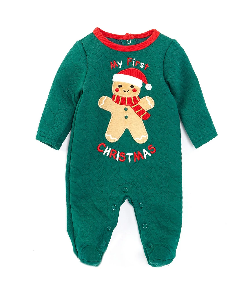 Baby Starters Baby Boys Newborn-9 Months Long-Sleeve My First Christmas Gingerbread Man Footie Coverall