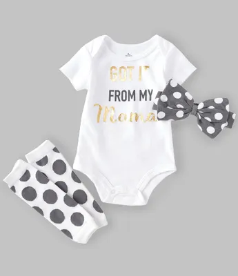 Baby Starters Baby Girls 3-12 Months Short Sleeve Got It From My Mama 3-Piece Set