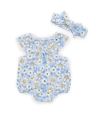 Baby Starters Baby Girls 3-9 Months Flutter-Sleeve Wildflower-Printed Bodysuit