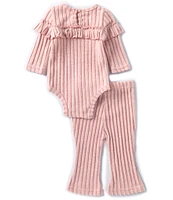 Baby Starters Baby Girls 3-9 Months Long Sleeve Ribbed Bodysuit & Matching Flare Leg Pant Set