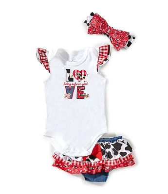 Baby Starters Baby Girls 3-9 Months Love Being A Farm Girls Bodysuit & Skirted Bloomer Set