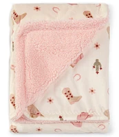 Baby Starters Baby Girls Cowgirl Western Ranch Theme Print/Solid Reversible Swaddle Blanket