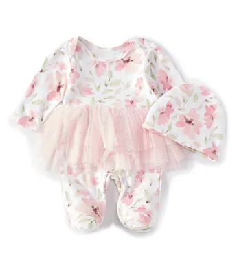 Baby Starters Baby Girls Newborn-9 Months Floral Printed Tutu Footie Coverall
