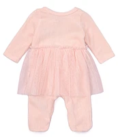 Baby Starters Baby Girls Newborn-9 Months Long Sleeve Tulle Tutu Skirted Footed Coverall