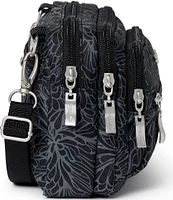 Baggallini Midnight Blossom Triple Zip Crossbody Bag