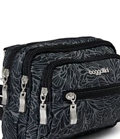 Baggallini Midnight Blossom Triple Zip Crossbody Bag