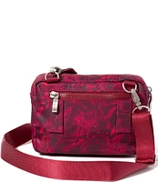 Baggallini Red Divine Rose Modern Double Zip Crossbody Bag