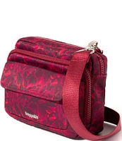 Baggallini Red Divine Rose Modern Double Zip Crossbody Bag