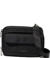 Baggallini Twill Nylon Modern Double Zip Crossbody Bag