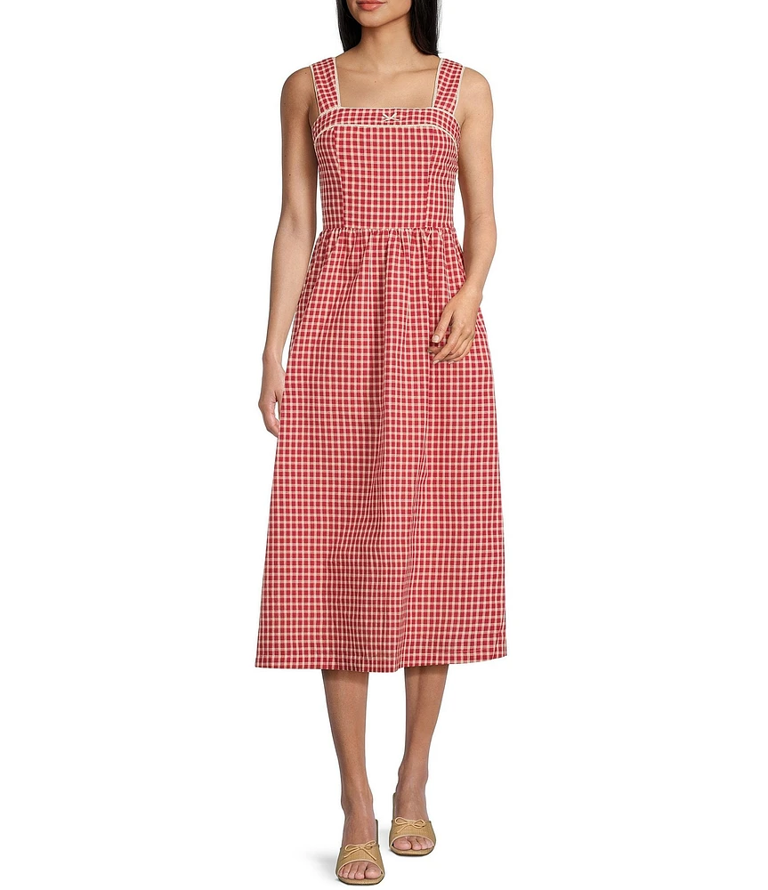Bailey Rose Gingham Square Neck Midi Dress