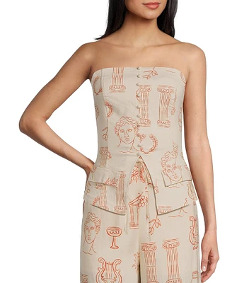 Bailey Rose Greek Print Strapless Coordinating Corset Vest