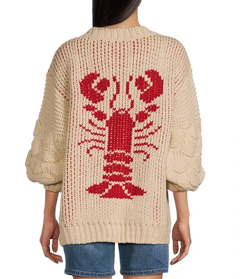 Bailey Rose Long Sleeve Oversized Lobster Cardigan
