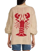 Bailey Rose Long Sleeve Oversized Lobster Cardigan