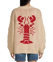 Bailey Rose Long Sleeve Oversized Lobster Cardigan