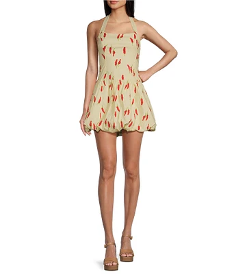 Bailey Rose Red Chili Pepper Halter Top Mini Dress