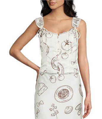 Bailey Rose V-Neck Sleeveless Pasta Print Coordinating Top