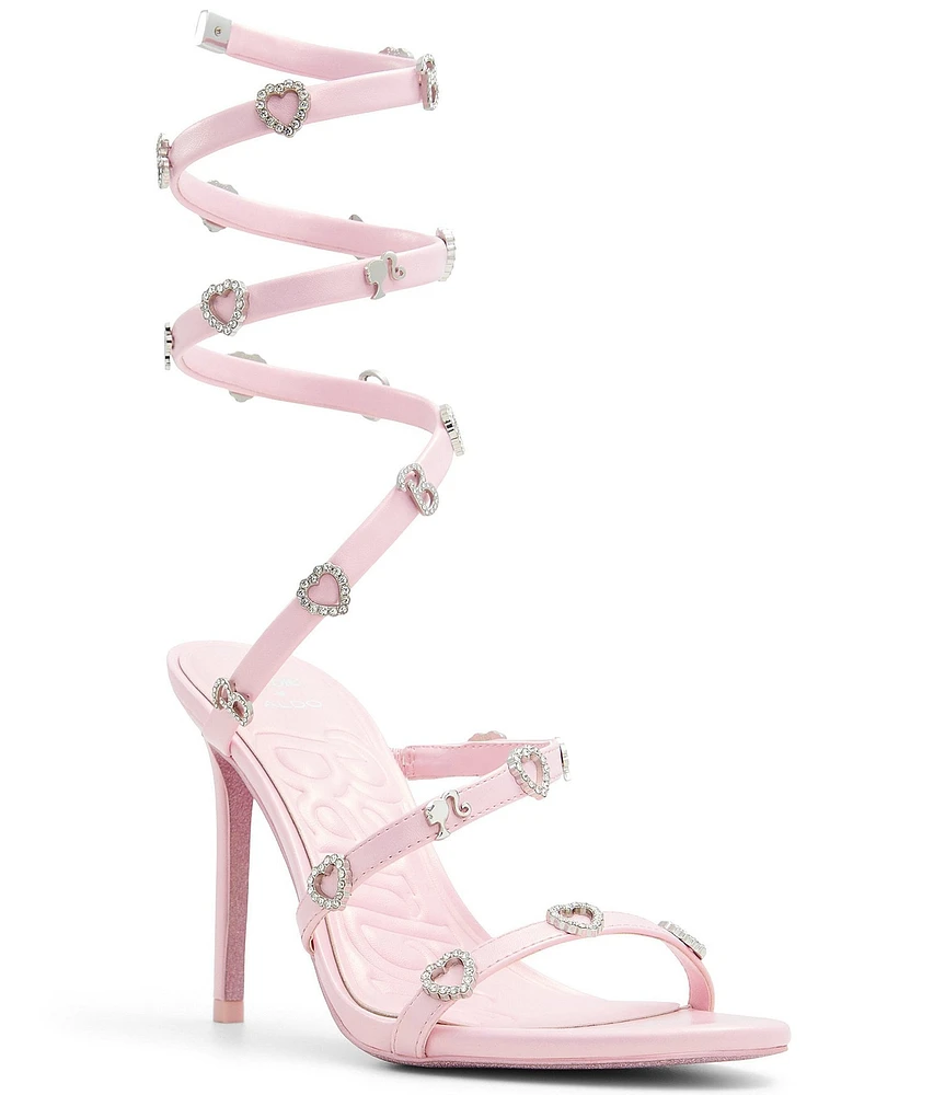 Barbie™ x ALDO The DreamHouse™ Collection Runway Rhinestone Heart Wrap Strappy Dress Sandals