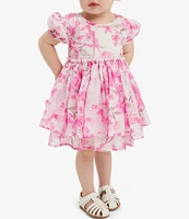 Bardot Baby Girls Newborn-18 Months Lucia Blooms Puffed-Sleeve Asymmetrical-Hem Dress