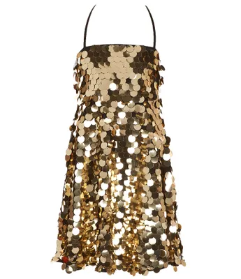 Bardot Big Girls 7-16 Sleeveless Halter-Neck Allover Sequin-Embellished Circular-Skirted Dress