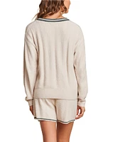Barefoot Dreams CozyChic Lite® V-Neck Pointelle Coordinating Pullover