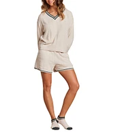 Barefoot Dreams CozyChic Lite® V-Neck Pointelle Coordinating Pullover