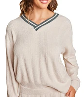 Barefoot Dreams CozyChic Lite® V-Neck Pointelle Coordinating Pullover