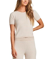 Barefoot Dreams CozyChic Ultra Lite Pointelle Short Sleeve Coordinating Lounge Top