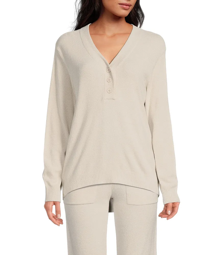 Barefoot Dreams CozyChic® Ultra Lite Ribbed Back Placket Henley Pullover
