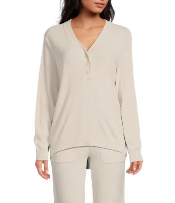 Barefoot Dreams CozyChic® Ultra Lite Ribbed Back Placket Henley Pullover