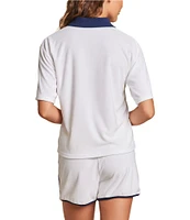 Barefoot Dreams CozyTerry® Short Sleeve Johnny Collar Coordinating Lounge Top