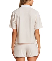 Barefoot Dreams CozyTerry® Short Sleeve Johnny Collar Coordinating Lounge Top